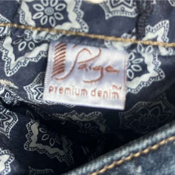 Paige Maternity Adjustable Waist Straight Leg Dark Distressed Denim Blue Jean 31 - Picture 3 of 11